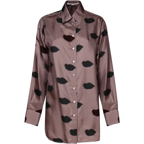 Taupe Lips Print Boyfriend Hemd - Stella Mccartney - Modalova