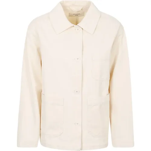 Ecru Cotton Single-Breasted Jacket , female, Sizes: L - Max Mara Weekend - Modalova