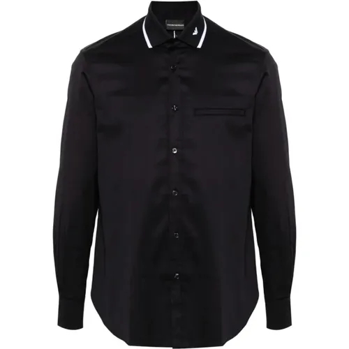 Poplin Shirt Striped Edge , male, Sizes: 2XL - Emporio Armani - Modalova