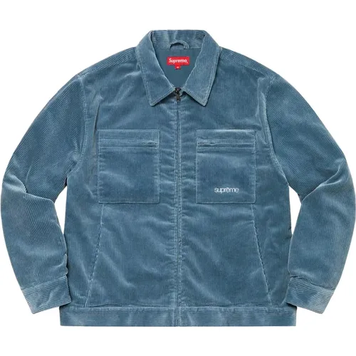 Blaue Corduroy Zip Jacket Limited Edition - Supreme - Modalova