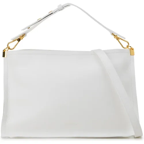Weiße Lederhandtasche mit Verstellbarem Riemen , Damen, Größe: ONE Size - Coccinelle - Modalova