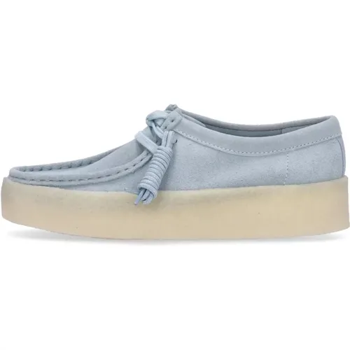 Blaue Wildleder Wallabee Cup Mokassin Schuh , Damen, Größe: 37 EU - Clarks - Modalova