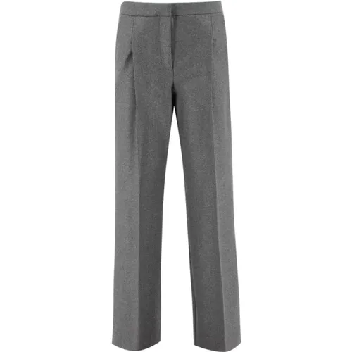 Women`s Clothing Trousers Grey Lurex Aw23 , female, Sizes: M - Le Tricot Perugia - Modalova