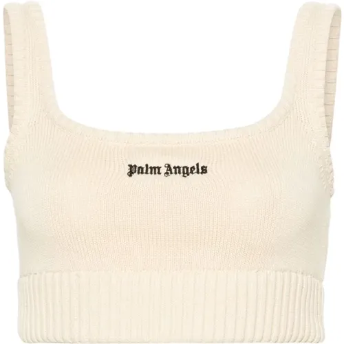 Knitted Top with Logo , female, Sizes: S, M - Palm Angels - Modalova