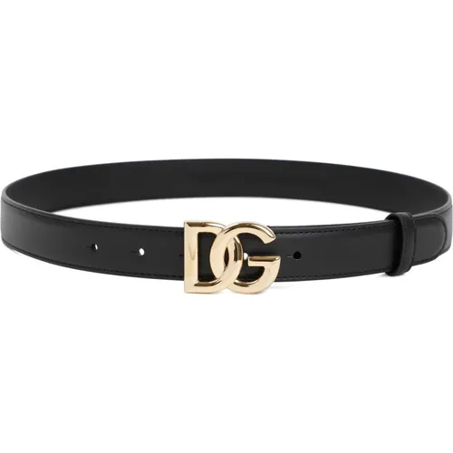 Logo Leather Belt , female, Sizes: 75 CM, 70 CM - Dolce & Gabbana - Modalova