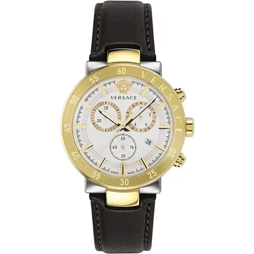 Urban Mystique Chronograph Leather Watch , male, Sizes: ONE SIZE - Versace - Modalova