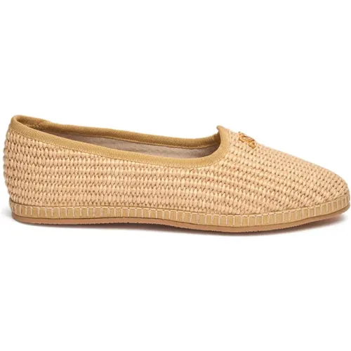 Raffia Loafers mit C-Chain Detail , Damen, Größe: 37 1/2 EU - Casadei - Modalova