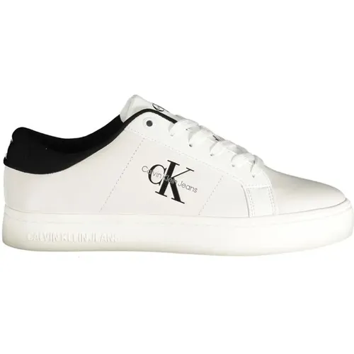 Polyester Sneakers with Lace-up, Contrast Details, Print, Logo , female, Sizes: 6 UK, 3 UK, 7 UK, 8 UK, 4 UK, 5 UK - Calvin Klein - Modalova