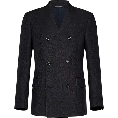 Double-Breasted Wool Jacket , male, Sizes: M, L - Emporio Armani - Modalova