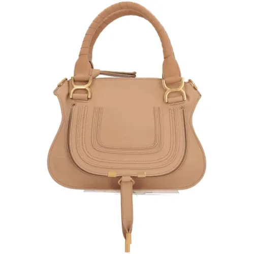 Light Hammered Leather Handbag with Antique Gold Hardware , female, Sizes: ONE SIZE - Chloé - Modalova