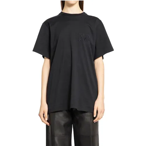 Schwarzes Monogramm-besticktes T-Shirt mit lockerer Passform , Damen, Größe: M - Max Mara - Modalova
