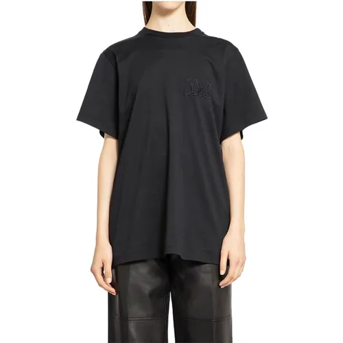 Schwarzes Monogramm-besticktes T-Shirt mit lockerer Passform , Damen, Größe: XS - Max Mara - Modalova