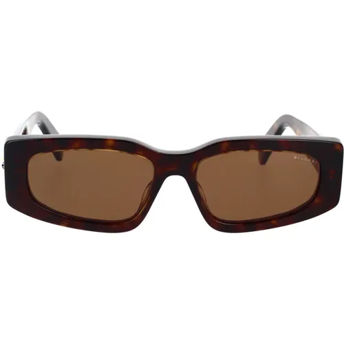 Sonnenbrille mit geometrischer Form und braunen Gläsern , unisex, Größe: 54 MM - Bvlgari - Modalova