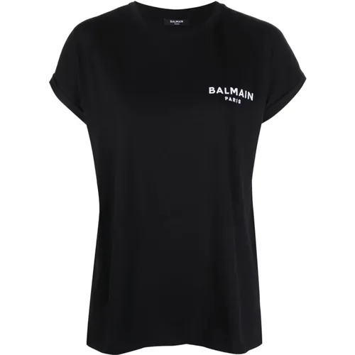 Flock detail t-shirt , female, Sizes: XS - Balmain - Modalova