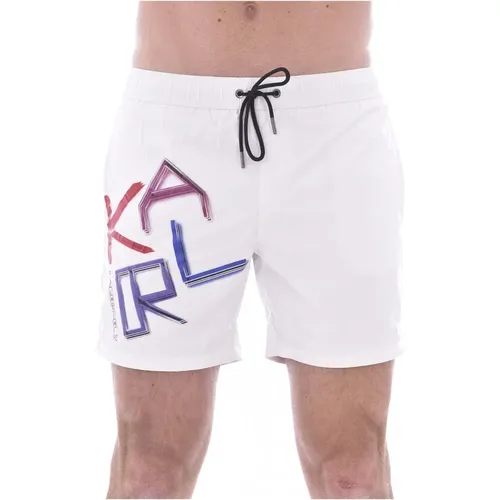 Weiße Logo Print Badehose , Herren, Größe: M - Karl Lagerfeld - Modalova