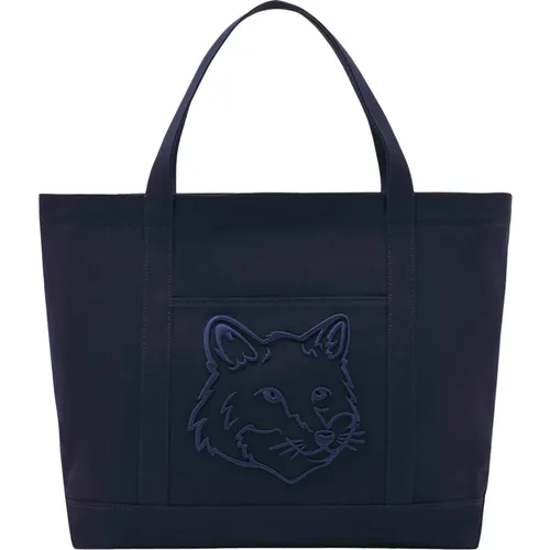 Dark Fox Head Tote Bag , male, Sizes: ONE SIZE - Maison Kitsuné - Modalova