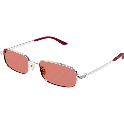 Silber/Rote Sonnenbrille Gg1457S , Herren, Größe: 57 MM - Gucci - Modalova