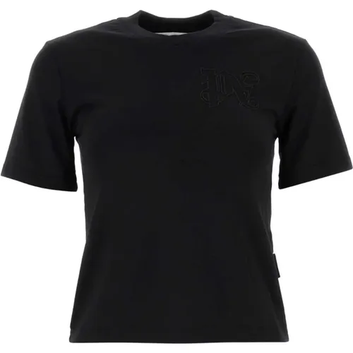 Schwarzes Baumwoll-T-Shirt , Damen, Größe: L - Palm Angels - Modalova
