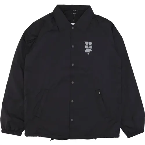 Schwarze Nylon Coach Jacke Megablast , Herren, Größe: XL - HUF - Modalova