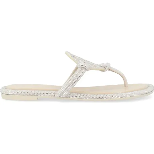 Soft Grey Strass Sandal , female, Sizes: 3 UK, 4 UK - TORY BURCH - Modalova