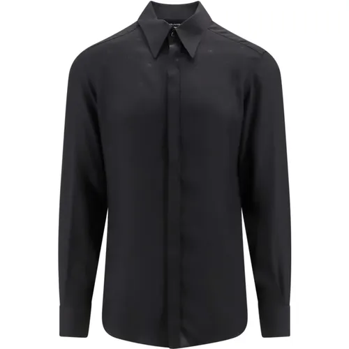 Silk Monogram Shirt , male, Sizes: L, M - Dolce & Gabbana - Modalova