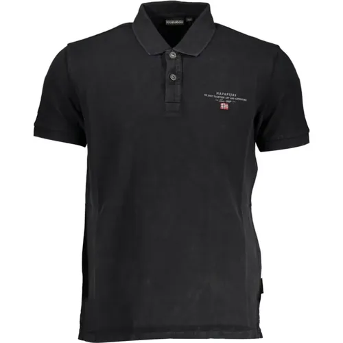 Klassisches Schwarzes Besticktes Poloshirt , Herren, Größe: L - Napapijri - Modalova