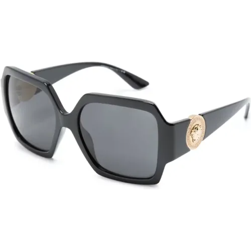 Schwarze Sonnenbrille mit Originalzubehör , Damen, Größe: 56 MM - Versace - Modalova