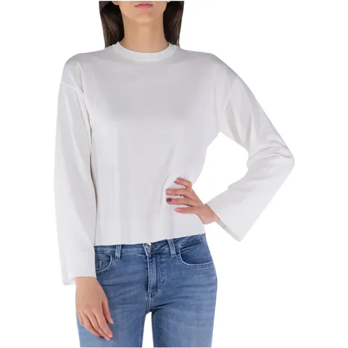 Light Crewneck Sweater Ivory , female, Sizes: L, M - Emporio Armani - Modalova