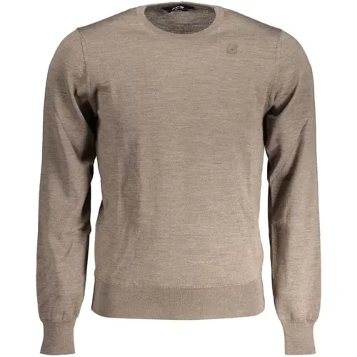 Brauner Wollpullover mit Applikation , Herren, Größe: 3XL - K-way - Modalova