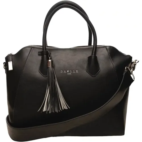 Large Women Faux Leather Handbag with Logo and Tassel , female, Sizes: ONE SIZE - Gaëlle Paris - Modalova