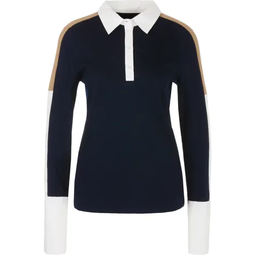 Navy Polo Shirt Klassischer Stil , Damen, Größe: M - Marc Cain - Modalova