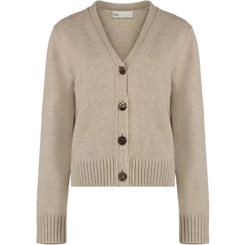 Gerippter Strickwoll-Cardigan , Damen, Größe: S - TORY BURCH - Modalova