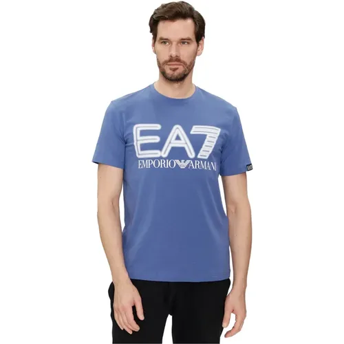 Logo Baumwoll T-Shirt - Kurzarm , Herren, Größe: M - Emporio Armani EA7 - Modalova