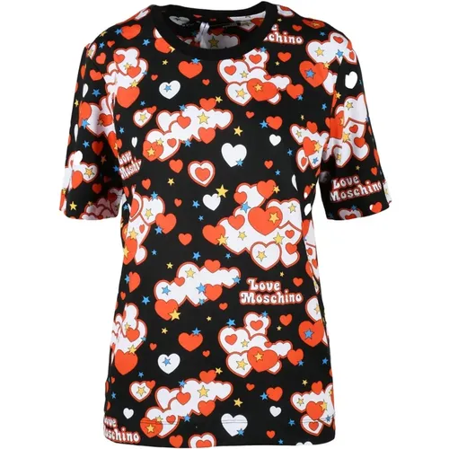 Luxury Black T-Shirt for Women , female, Sizes: L, 2XS, XS, M, S - Love Moschino - Modalova