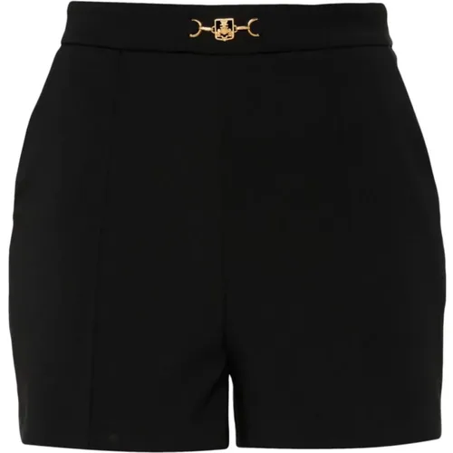 Crepe Shorts with Horsebit Detail , female, Sizes: M - Elisabetta Franchi - Modalova