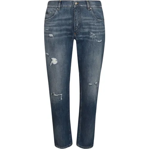 Hellblaue Distressed Denim Jeans , Herren, Größe: 3XL - Dolce & Gabbana - Modalova