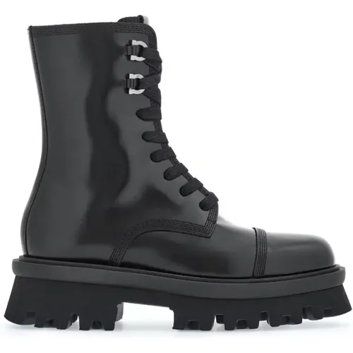 Leather Chunky Sole Boots , female, Sizes: 4 1/2 UK - Salvatore Ferragamo - Modalova