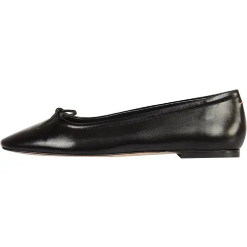 Schwarze Leder Flache Schuhe , Damen, Größe: 36 EU - aeyde - Modalova