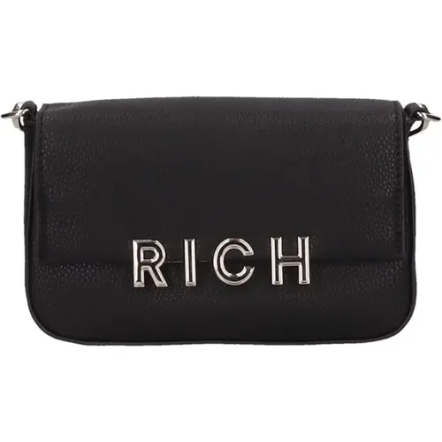 Schwarze Handtasche mit silbernem Logo , Damen, Größe: ONE Size - John Richmond - Modalova