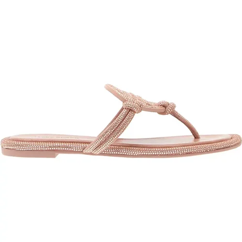 Rosa Strass Zehentrenner , Damen, Größe: 40 1/2 EU - TORY BURCH - Modalova