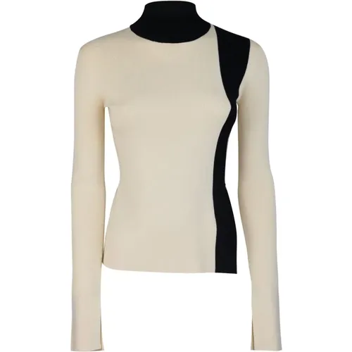 Slim Fit High Neck Bicolor Sweater , female, Sizes: XS, S - PATRIZIA PEPE - Modalova