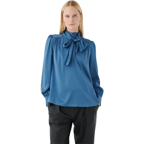 Silk Blouse with Neck Scarf - Cornflower , female, Sizes: S - Dea Kudibal - Modalova