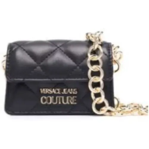 Chain Strap Mini Bag with Logo Lettering , female, Sizes: ONE SIZE - Versace Jeans Couture - Modalova