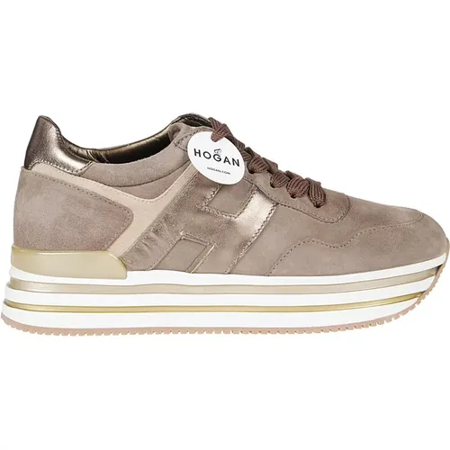 Leather Sneakers with Striped Rubber Sole , female, Sizes: 7 UK, 6 UK, 2 UK, 3 UK, 6 1/2 UK - Hogan - Modalova