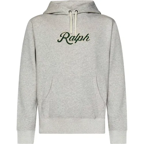 Grauer Pullover mit Kapuze und Logopatch - Polo Ralph Lauren - Modalova