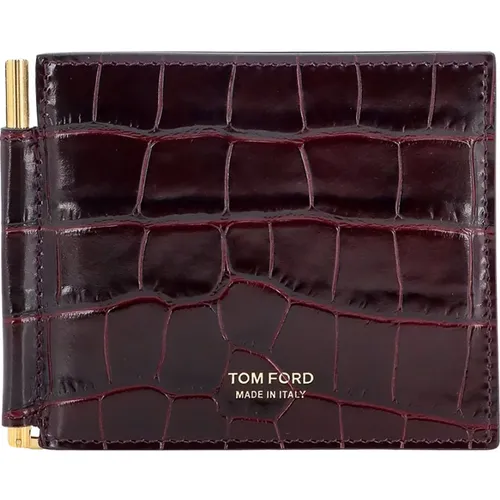 Rotes Leder Portemonnaie Acht Fächer - Tom Ford - Modalova