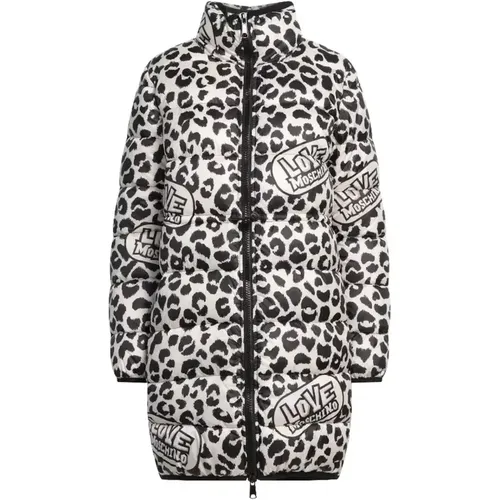 Elegante Leopardenmuster Daunenjacke , Damen, Größe: L - Love Moschino - Modalova