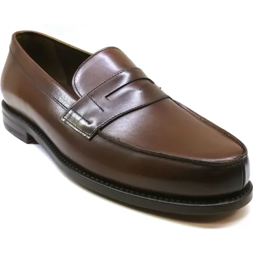 Brauner Kalbsleder-Loafer mit Penny Strap , Herren, Größe: 40 EU - Berwick - Modalova