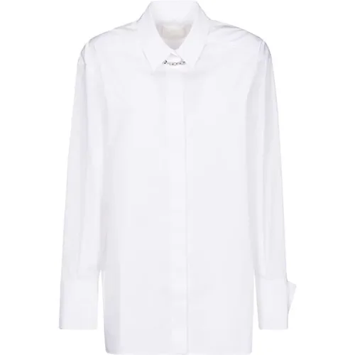 Weiße Baumwollbluse mit Vorderem Ketten-Detail , Damen, Größe: XL - Givenchy - Modalova