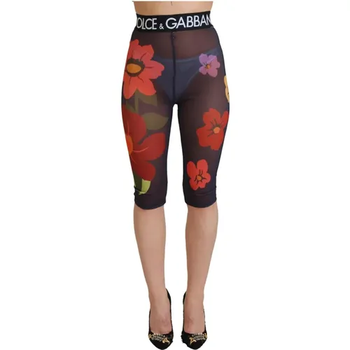 Wunderschöne schwarze Blumenleggings , Damen, Größe: S - Dolce & Gabbana - Modalova